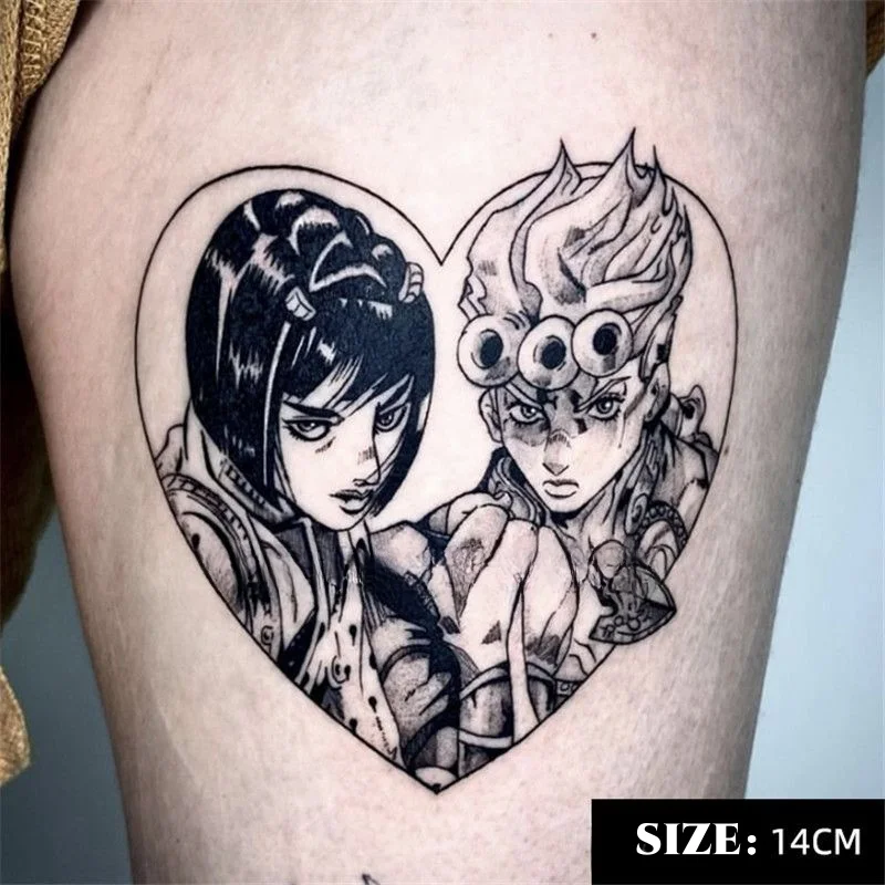 Anime JoJo's Bizarre Adventure Temporary Tattoos Cartoon Buccellati Giovanna Waterproof Fake Tattoo Sticker Body Art Tattoo