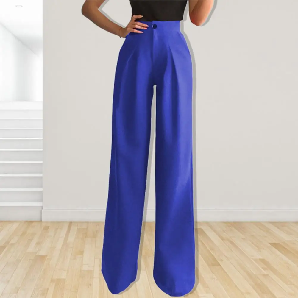 Pantalon d'affaires à jambes larges et droites pour femmes, tenue de soirée polyvalente, couleur unie, tendance