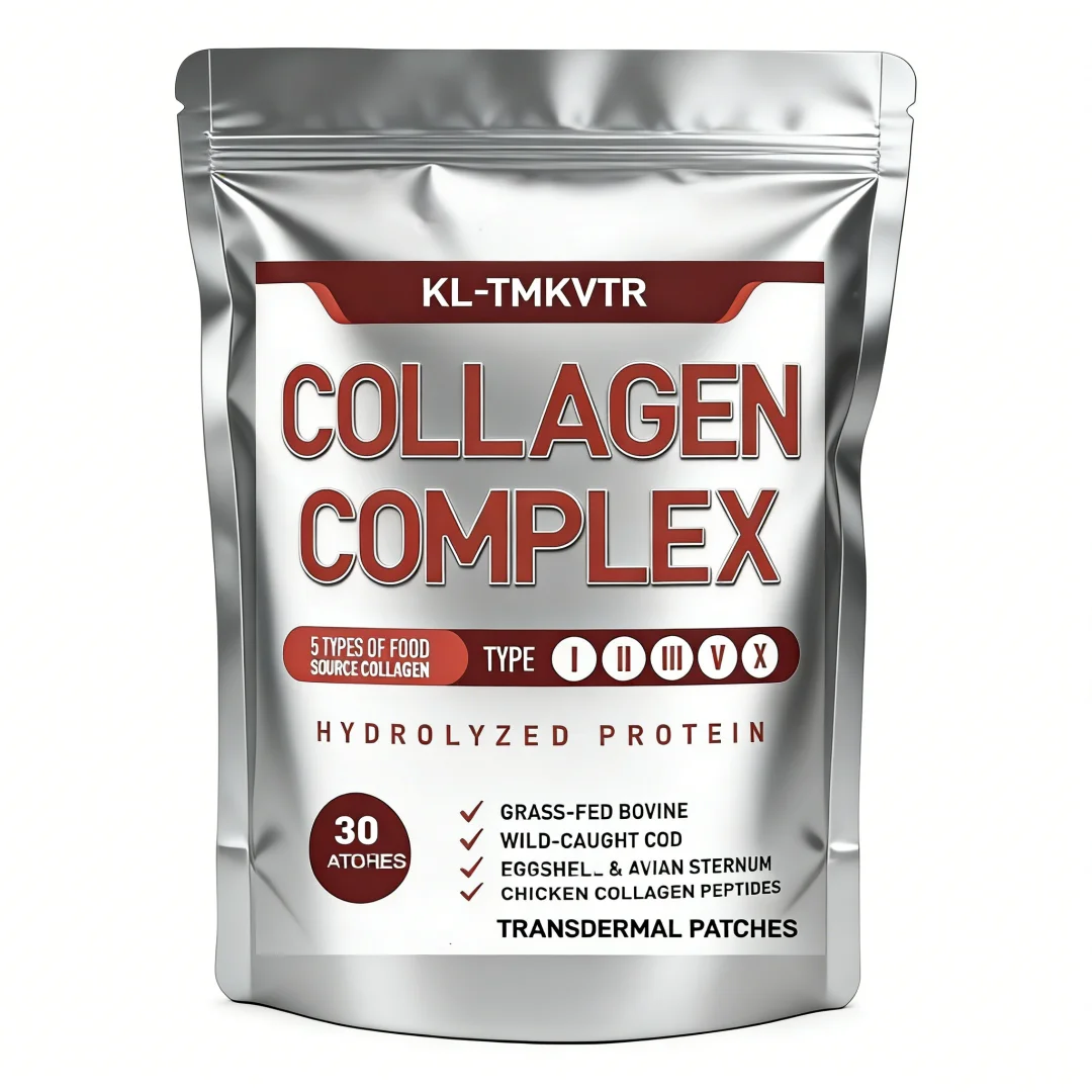 30 Patches Multi Collagen Peptides Transdermal Patches (Types I, II, III, V, X) - Hair, Skin and Nails, Digestive & Joint Health