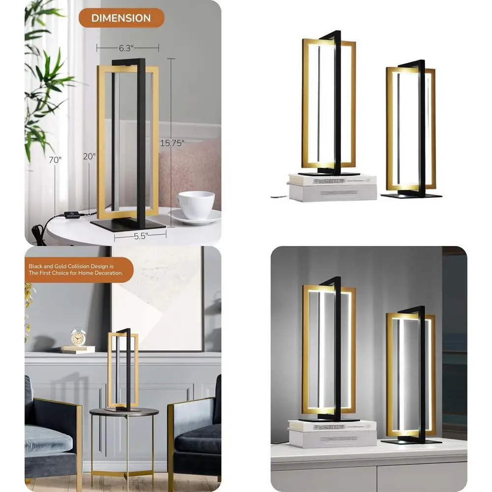 

Modern Rectangular LED Table Lamp Set, 3 Color Temperatures, Dimmable, Adjustable Angle for Living Room & Bedroom