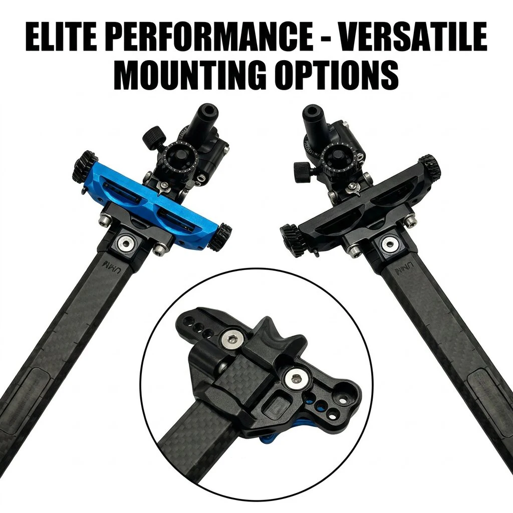 Professional Archery Recurve Bow Sight Carbon Fiber Extension CNC Aluminum Micro-Click Adjustable Competition Target Shooting