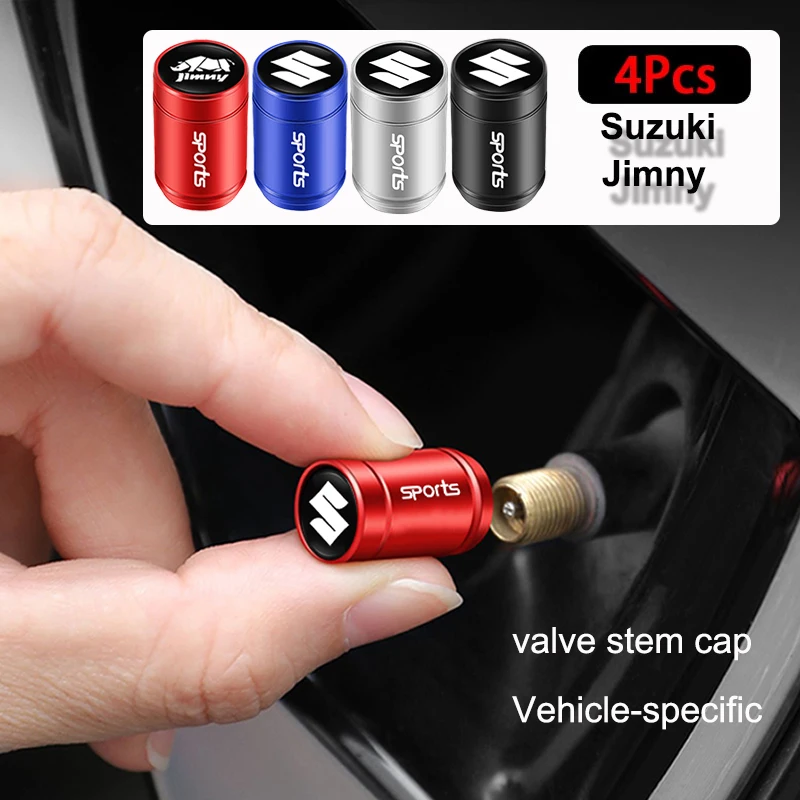 Tapas de válvula de neumático de rueda con perno de Metal, emblema de coche, accesorios de polvo para Suzuki Jimny Swift Samurai Vitara SX4 Alto Kaiser, 4 Uds.