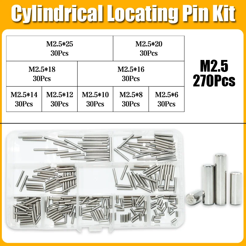 A2 304 Edelstahl-Dübelstift-Set M2 M2,5 M3 M4 M5 M6 M8 Zylinderstifte Positionierungsdübel Feste Welle Solide Sicherungsstiftstange GB119 – Detail 11