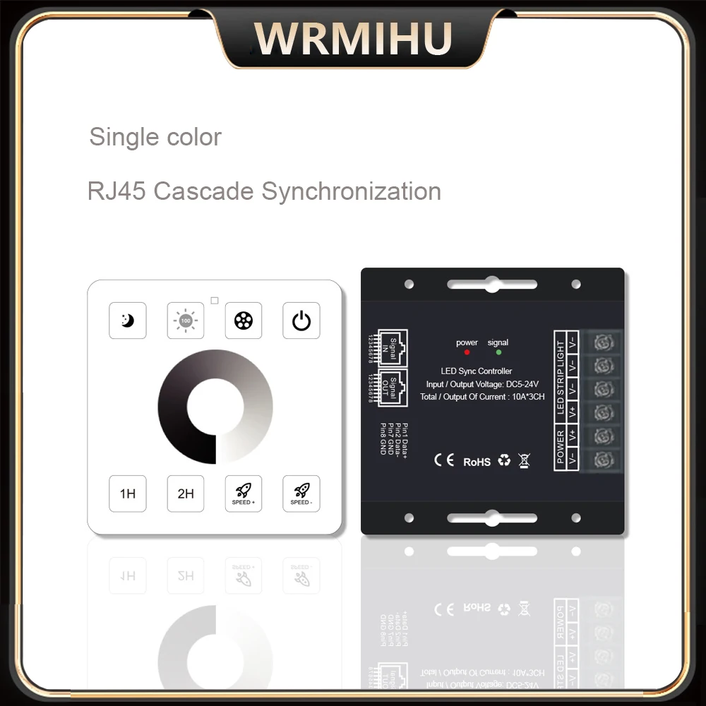 DC5V 12V 24V RF 86 sty Touch Panel Switch Single Color/CCT/RGB/RGBW/RGBWC(RGB+CCT) LED Strip Light/FCOB RJ45 Cascade Controller