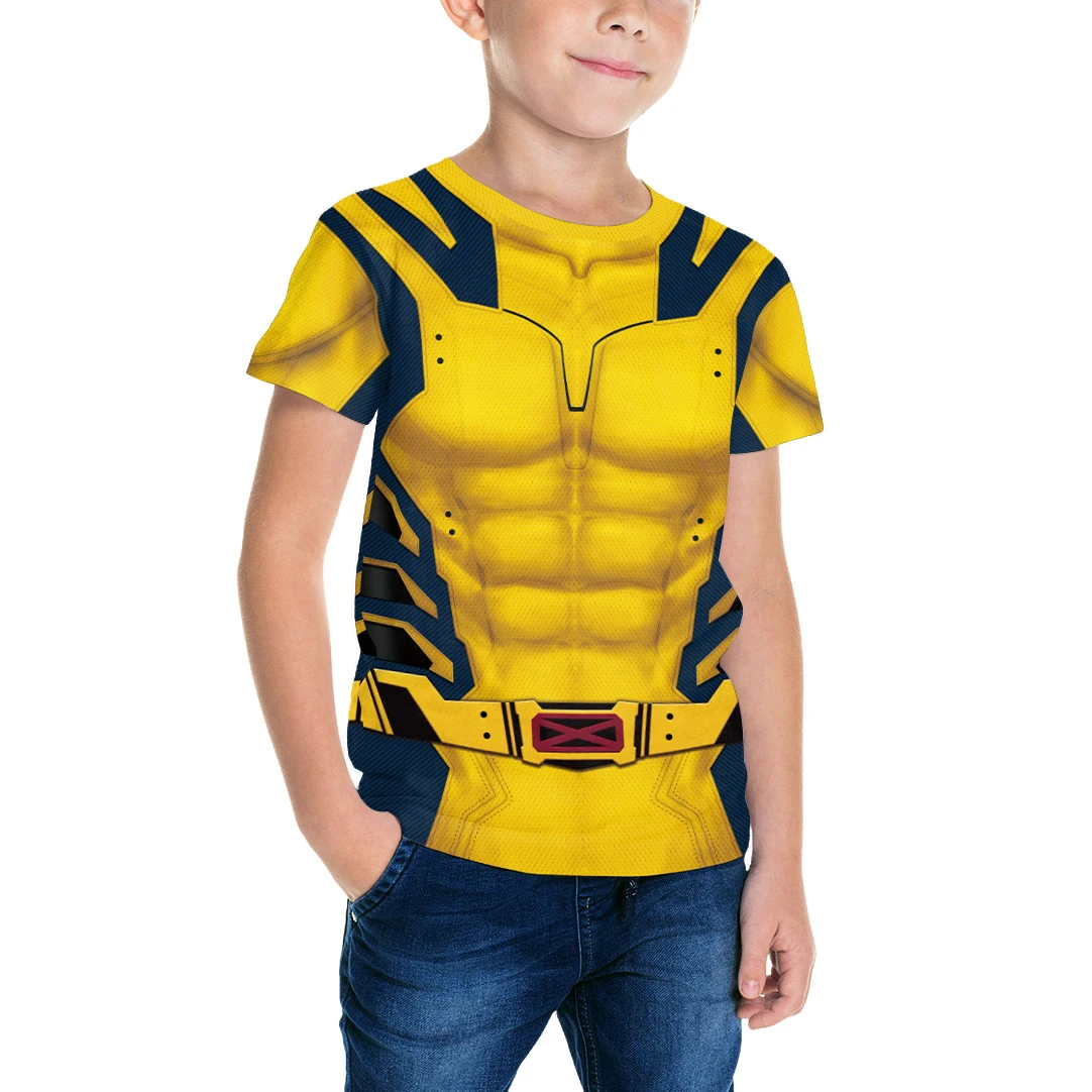 Hero Movie Cosplay Costume para crianças, Impressão muscular, Tops disfarçados para meninos, Halloween Carnival Party, T-shirt engraçada, roupas infantis