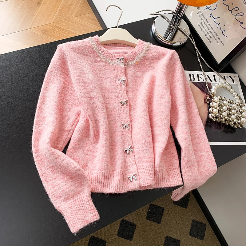 

Faionable Heavy Embellied Bead свитер женский Thiened вязаный кардиган осень-зима антивозрастной шерстяной топ Sli