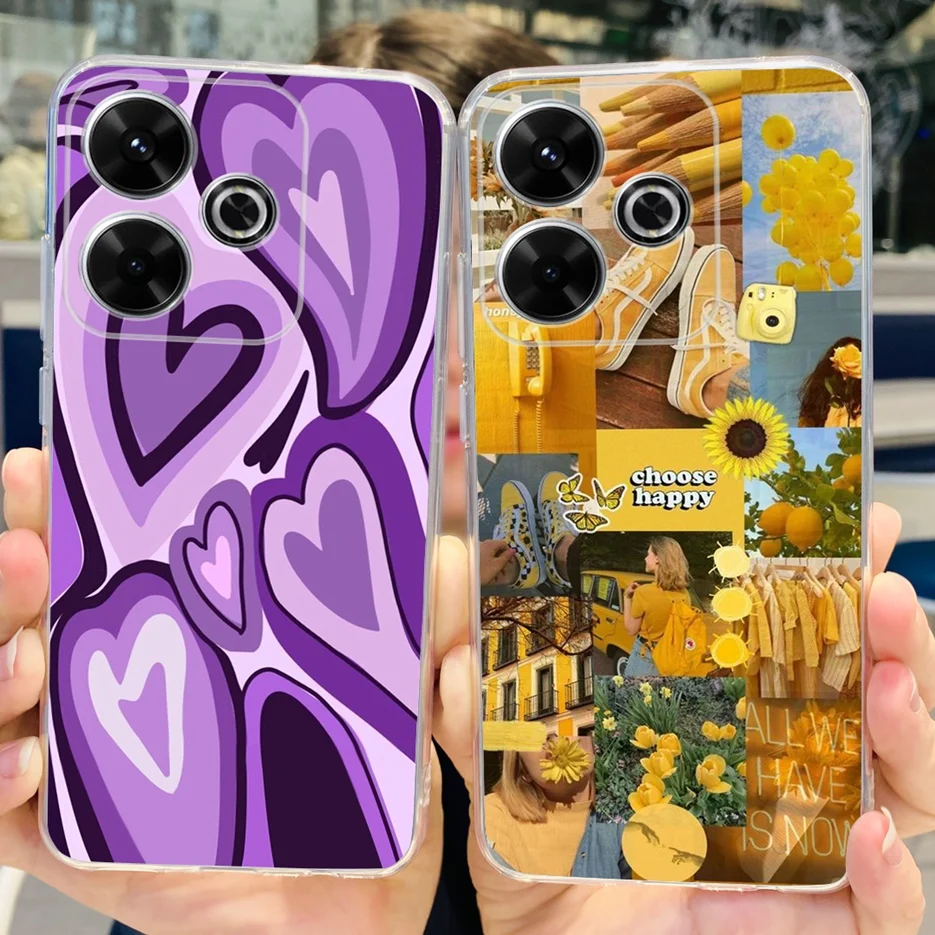 For Xiaomi Redmi 13 Case Colorful Flowers Painted Cover 6.79\'\' Clear Silicone Phone Case For Xiaomi Redmi 13 Redmi13 Soft Fundas