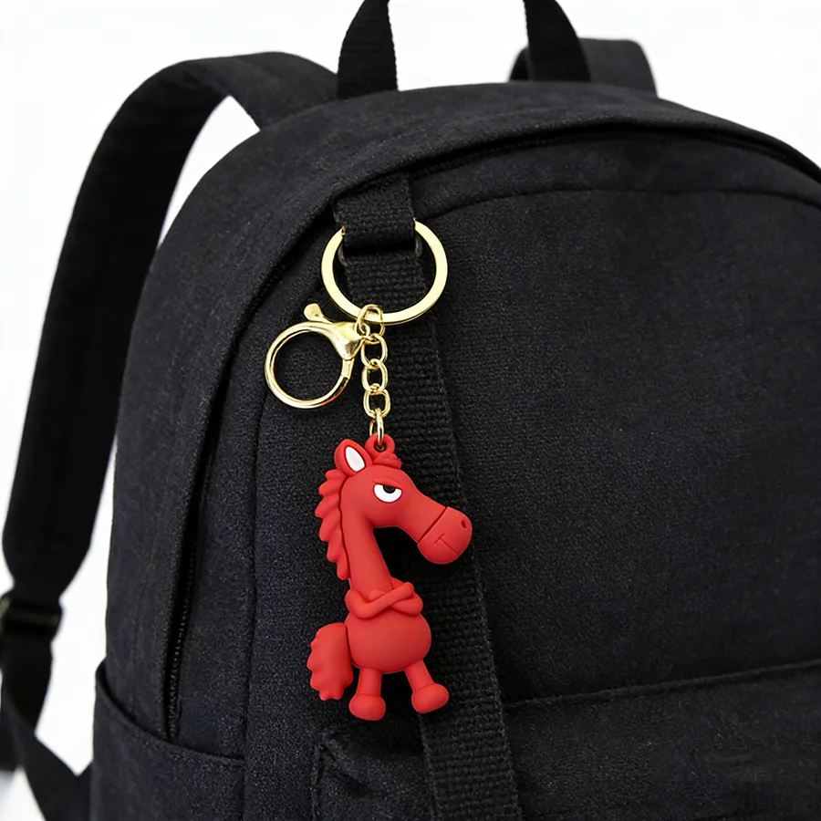 Noter Funny Horse Keychain 3 Colors Available Bag Backpack Car Charm Pendant Decoration Selected High Quality Silicone Key Ring