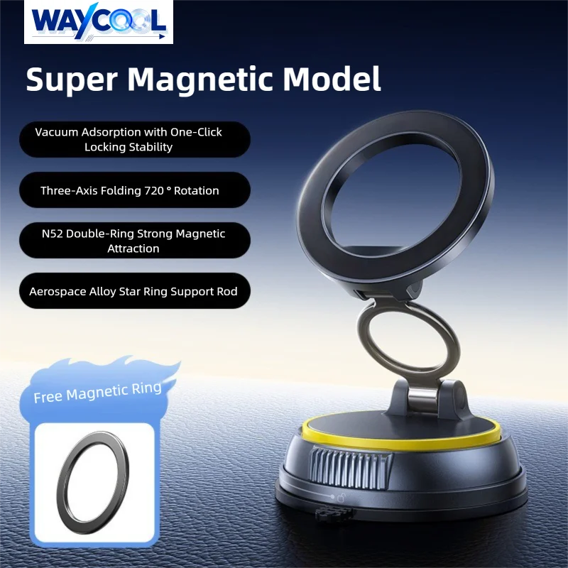 

Strong Magnetic Car Phone Holder - 360° Rotation Vacuum Cup Universal Mount for Car Home Office No-Trace Installation