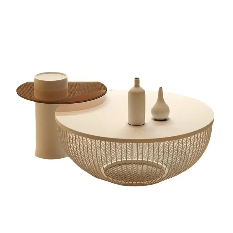 

Small apartment new living room household cream round combination low table simple light luxury modern round