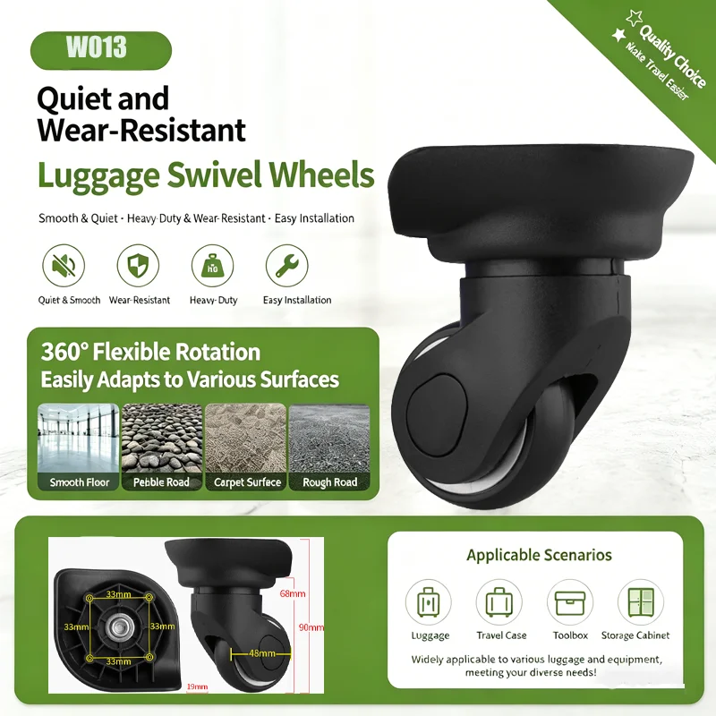 Suitcase Wheel Accessories Ultra-Quiet Swivel Wheels 360° Rotation Wear-Resistant and Pressure-Resistant Easy To Install