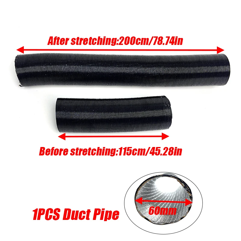 25/42/60/75/90mm Diameter 60-200cm Lenght  Air Diesel Parking Heater Duct Pipe Tube Hose For Webasto Eberspacher Car Camper, image 13