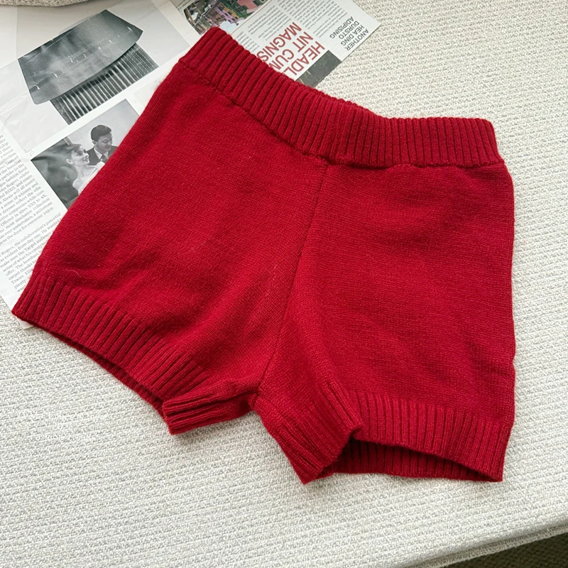 Korean Chic Women 2 Piece Outfits Sweater Lounge Loungewear Sets 2026 Winter Cable Knit Oversized Sweaters Shorts Matching Sets