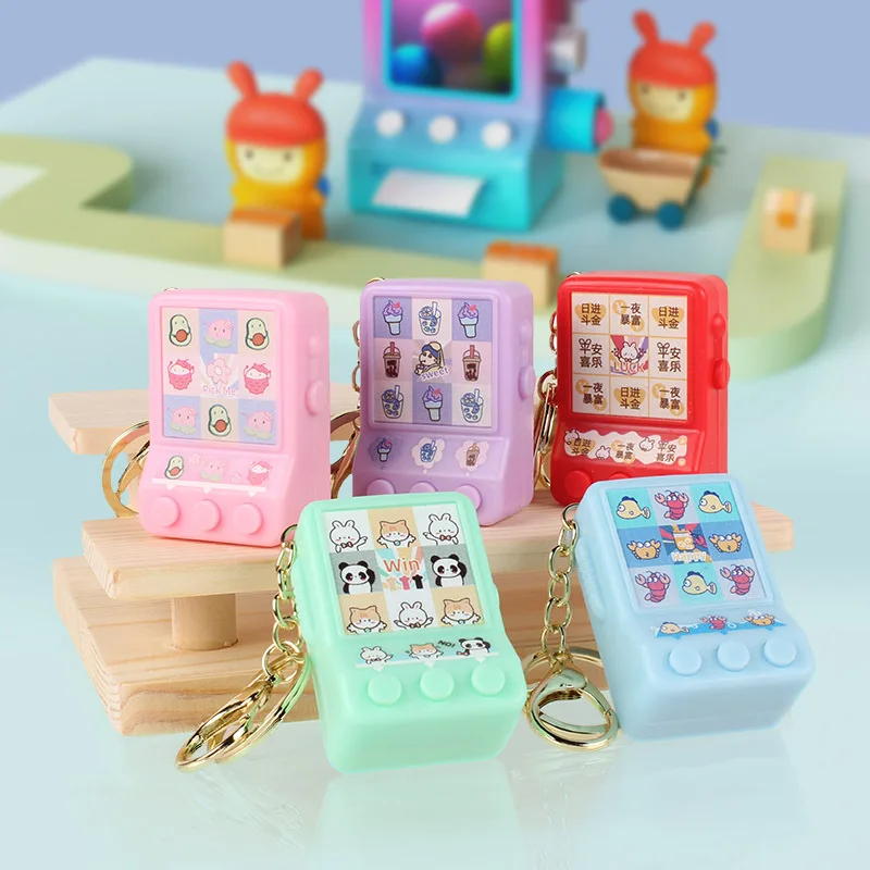 Mini Electronic Lottery Machine Electronic Game Machine Keychain Pendant Kids Portable Funny Handheld Game Draw Machine Gift
