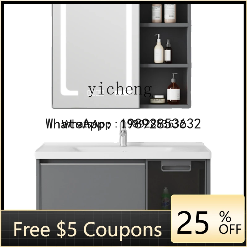 LYY  Smart Bathroom Ceramic Stone Plate Integrated Hand Washing Washstand Bathroom Cabinet Combination