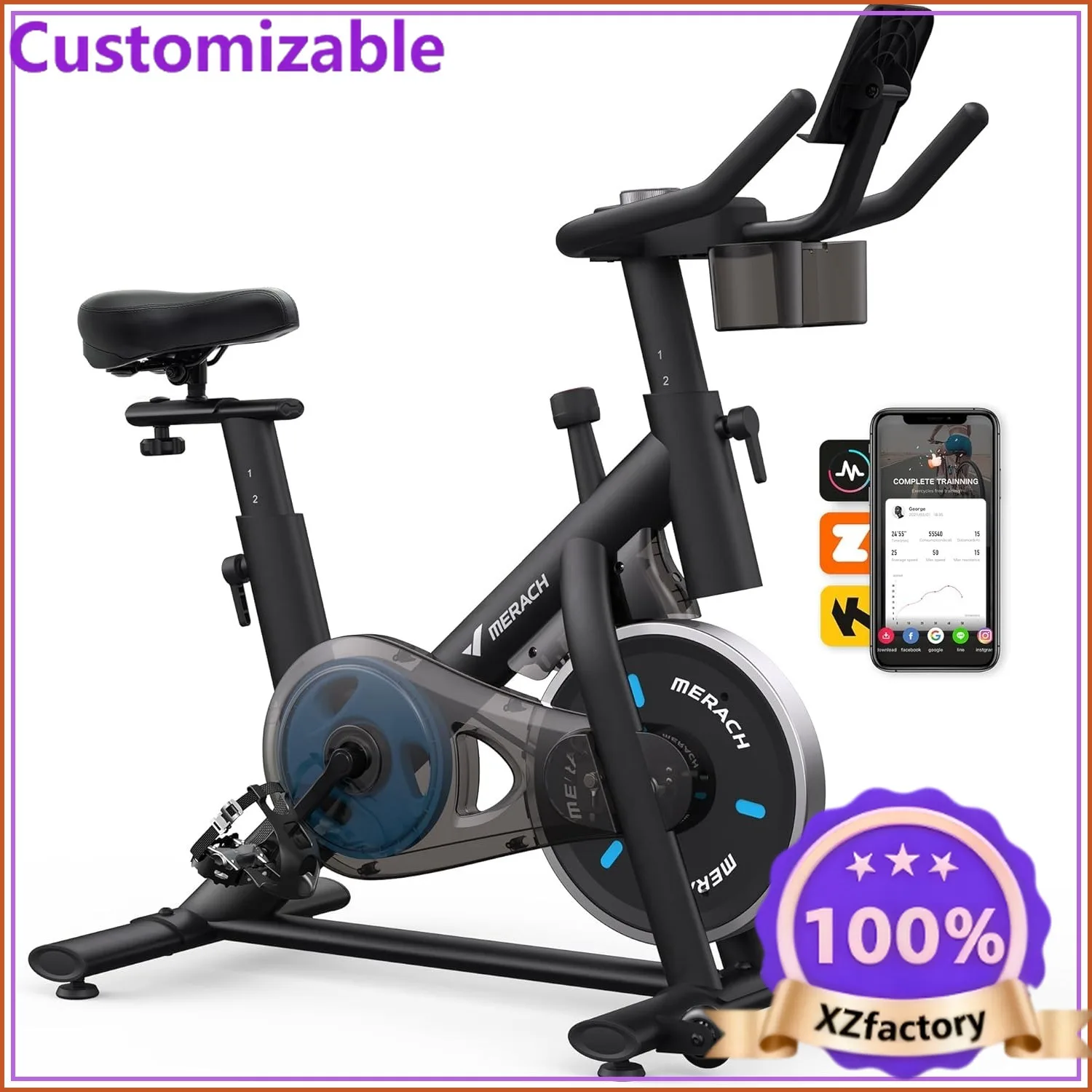 Factory Direct 2026 Exercise Bike, Magnetic Friction Stationary Bike with Brake Pad, App, Low Noise, 300lbs Capacity, Tablet Mou