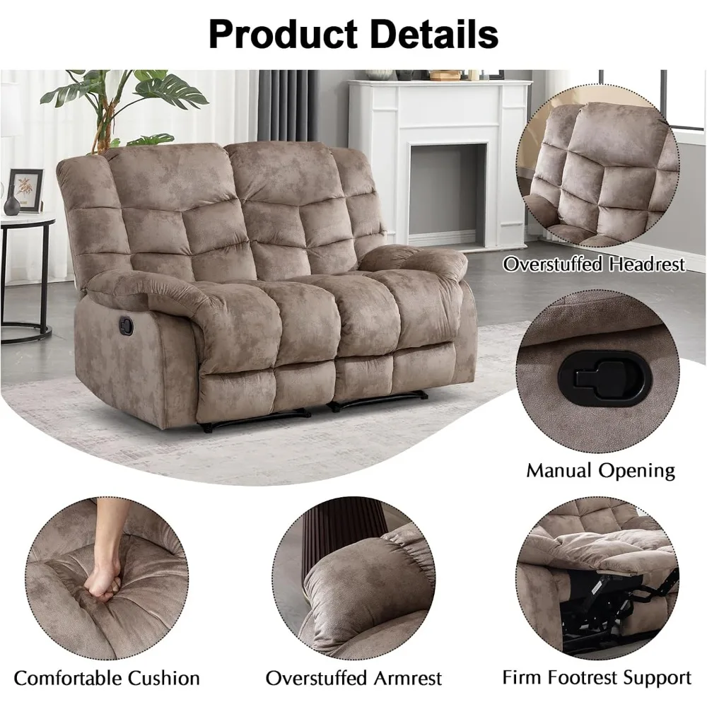 أريكة CANMOV Loveseat مع مقعدين، ومسند ظهر كبير الحجم ومساند للذراعين، مثالية لراحة غرفة المعيشة باللون البيج