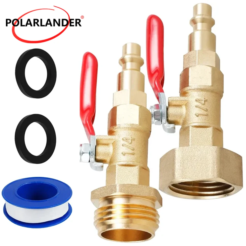 RV Winterize Blowout Adapter Kit Heavy‑Duty Brass 1/4 Inch Thread Nipple Connector for Garden Sprinkler Faucet Winter Antifreeze