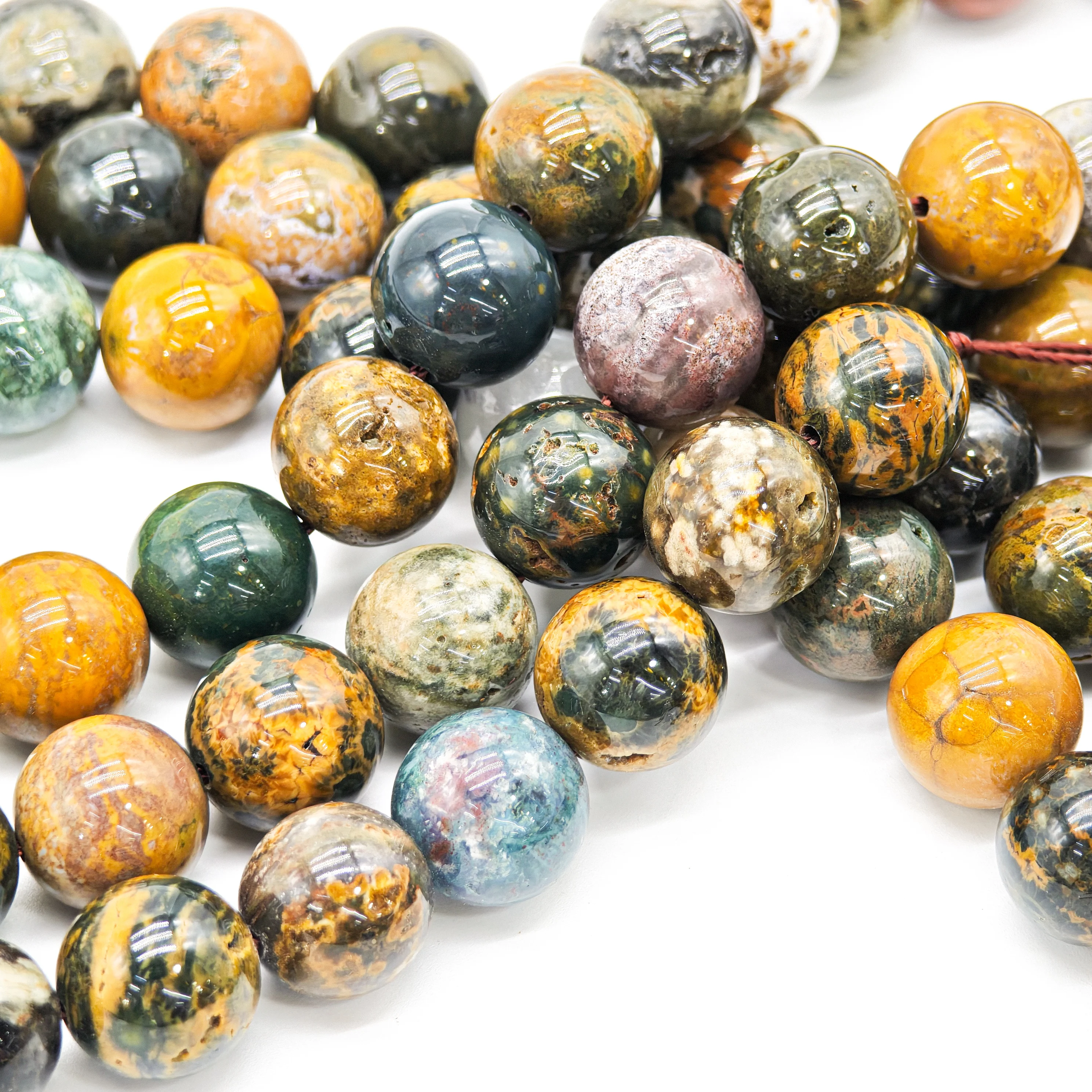 Fine AAA 100% Natural dark color Ocean Jasper Round Gemstone Beads For Jewelry Making DIY Bracelet Necklace Earrings 4/6/8/10MM