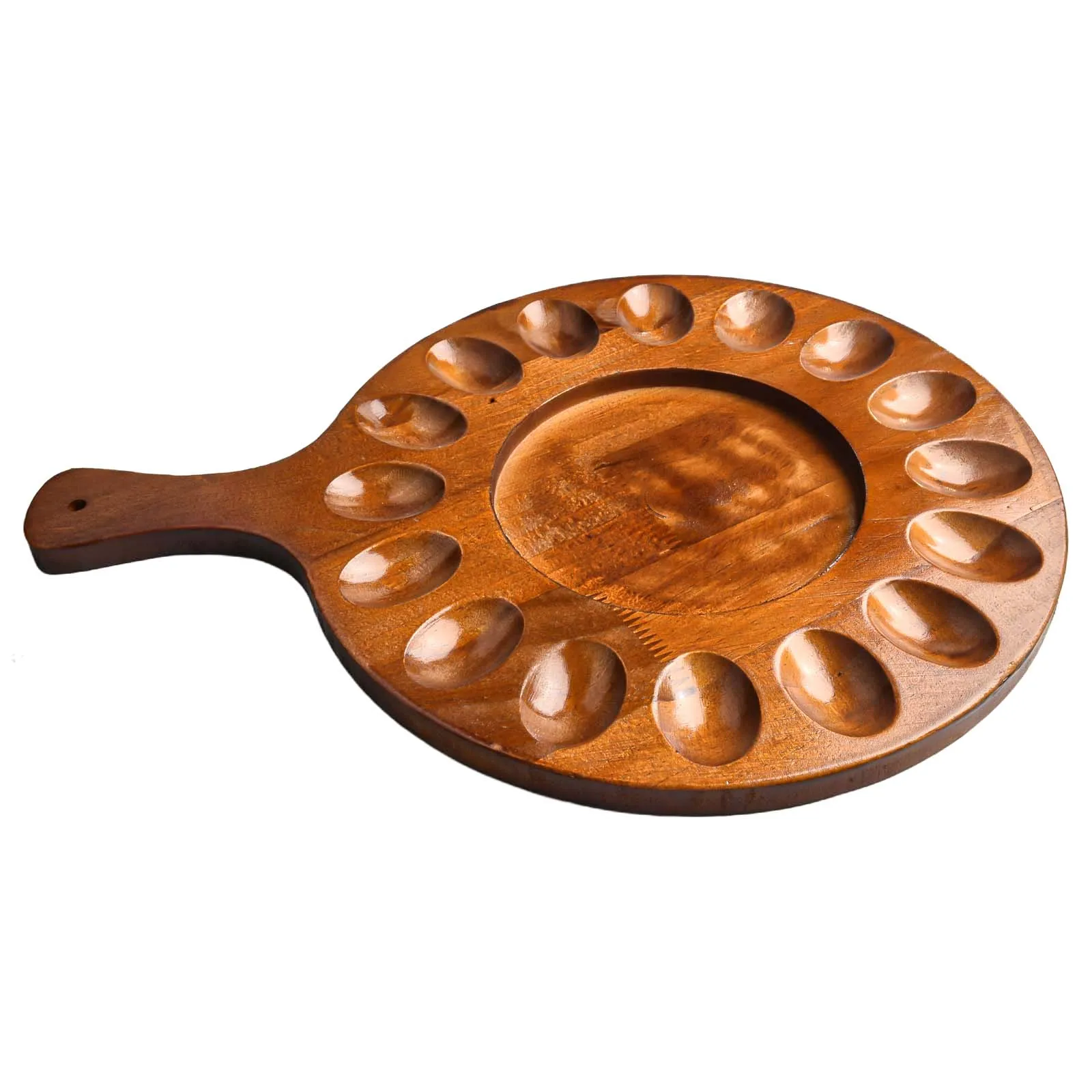 Deviled  For Platter, Wooden Deviled  For Tray 16 Holes Round  For Holder Kitchen Tools Gadgets E-gg Tools