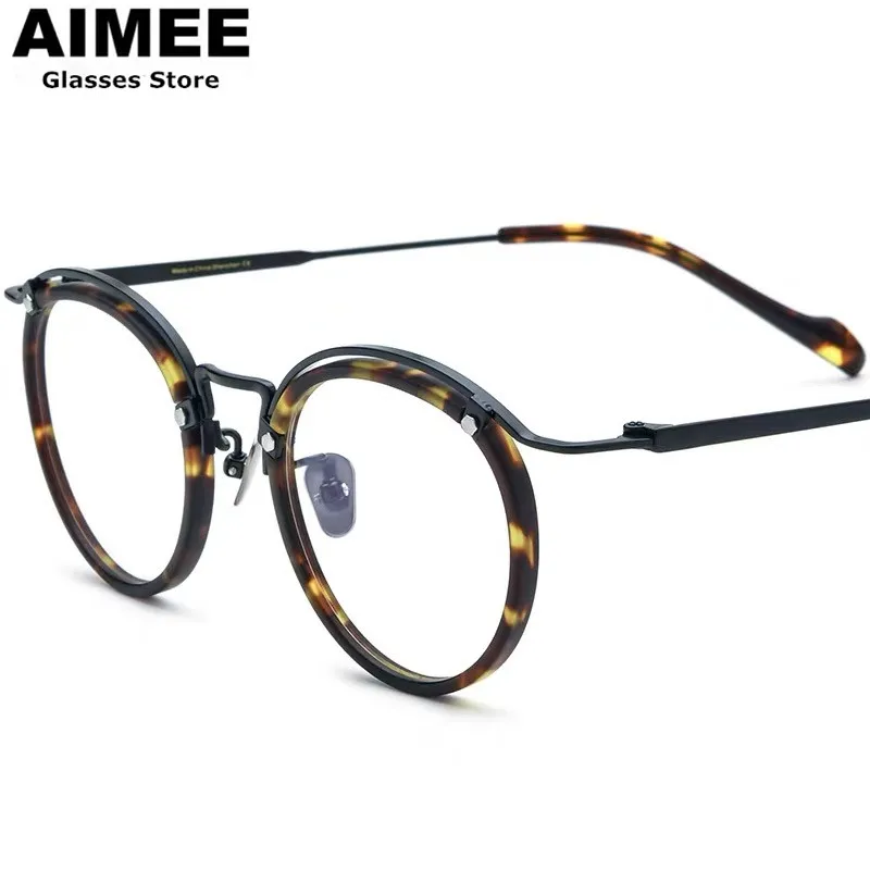 Japanese Hand-Made Titanium Glasses Frame Men Women Vintage Round Optical Eyeglasses Blue Light Ultralight Spectacles Frames New