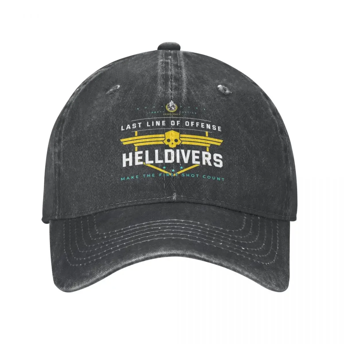 Last Line Of Offense Helldivers 2 Men Women Baseball Caps Video Games Distressed Caps Hat All Seasons Travel Headwear