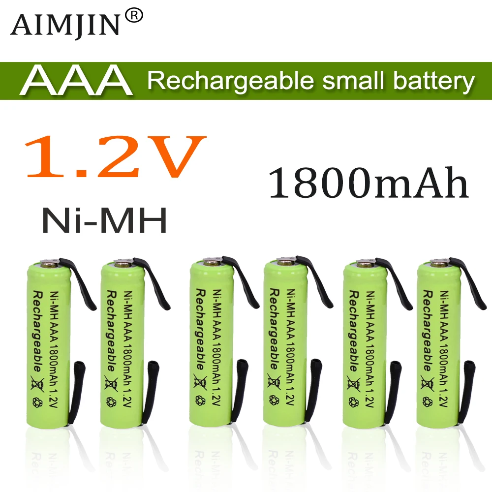 

AAA 1800mAh 1.2V Ni-MH with Solder Tabs rechargeable battery cell, for Electric Shaver, Razor, Toothbrush