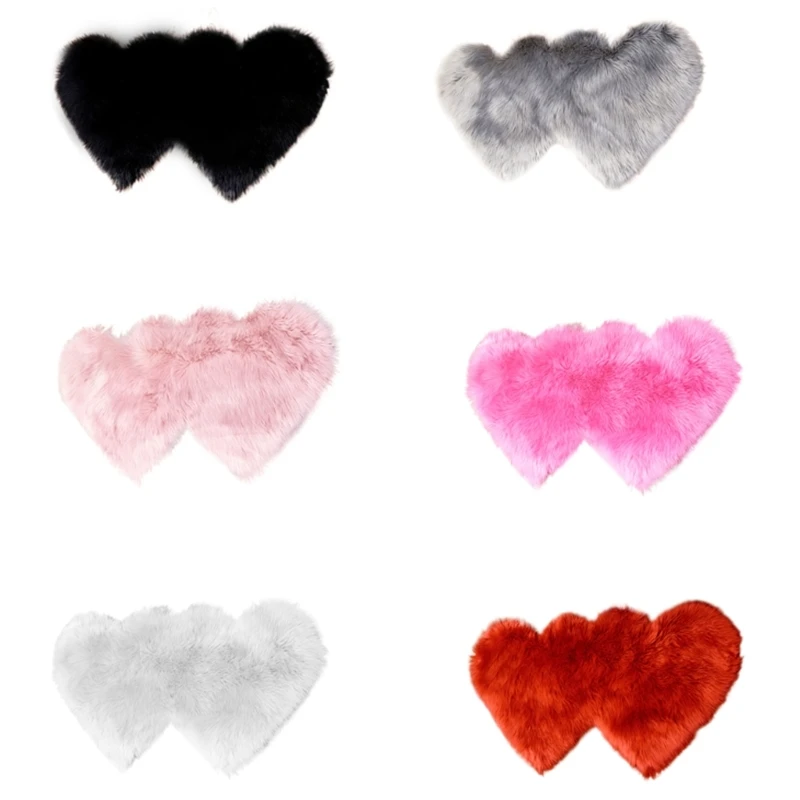 

Soft Fluffys Fuzzy Double Heart-Shape Area Rugs, Antiskid Luxury Plushes Faux Fluffys Carpets for Children Playroom Living Room