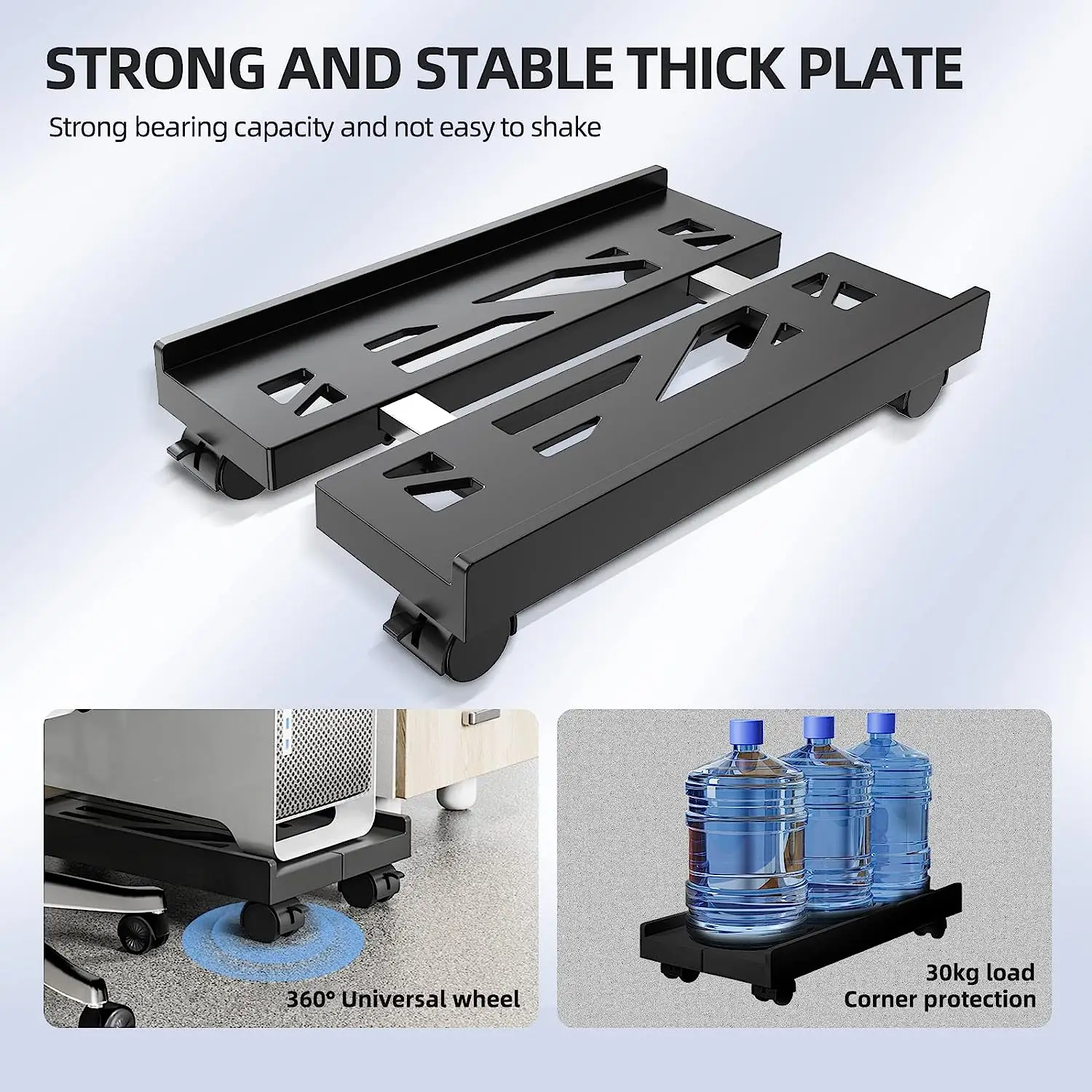 Computer Host Bracket Movable Wheels Cart  Chassis Base With Pulley Storage Rack Household Office Tray