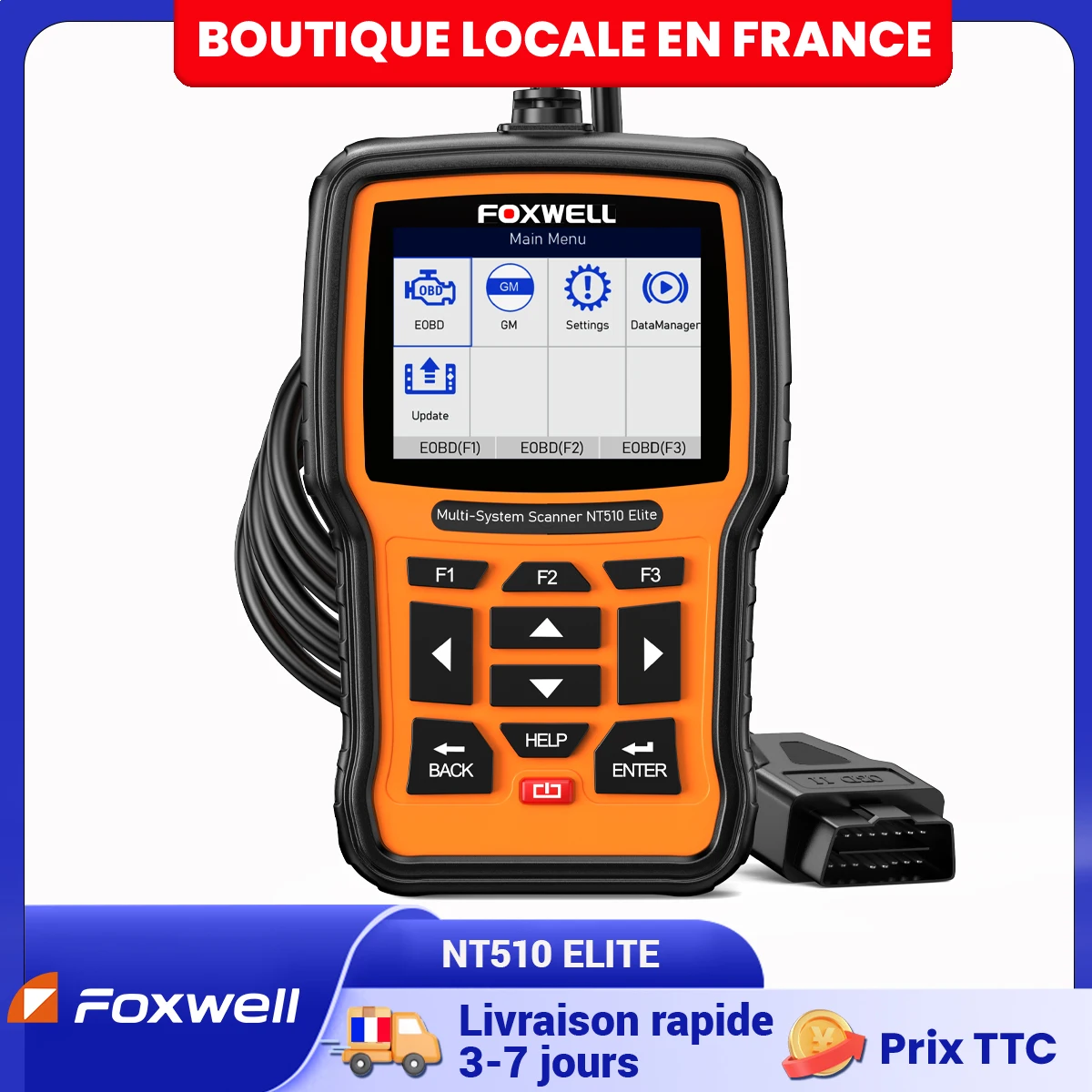 Scanner FOXWELL NT510 ELITE OBD2 Lettore di codici di controllo bidirezionale per tutti i sistemi con tutti i servizi di ripristino per tutte le marche di automobili