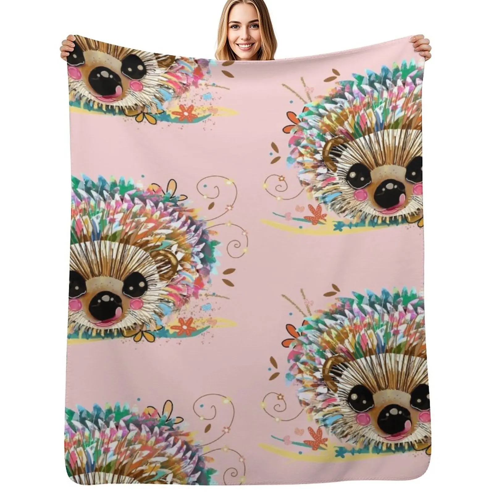 Rainbow Hedgehog Throw Blanket sofa bed Quilt Sofas Thins bed plaid Personalized Gift Blankets