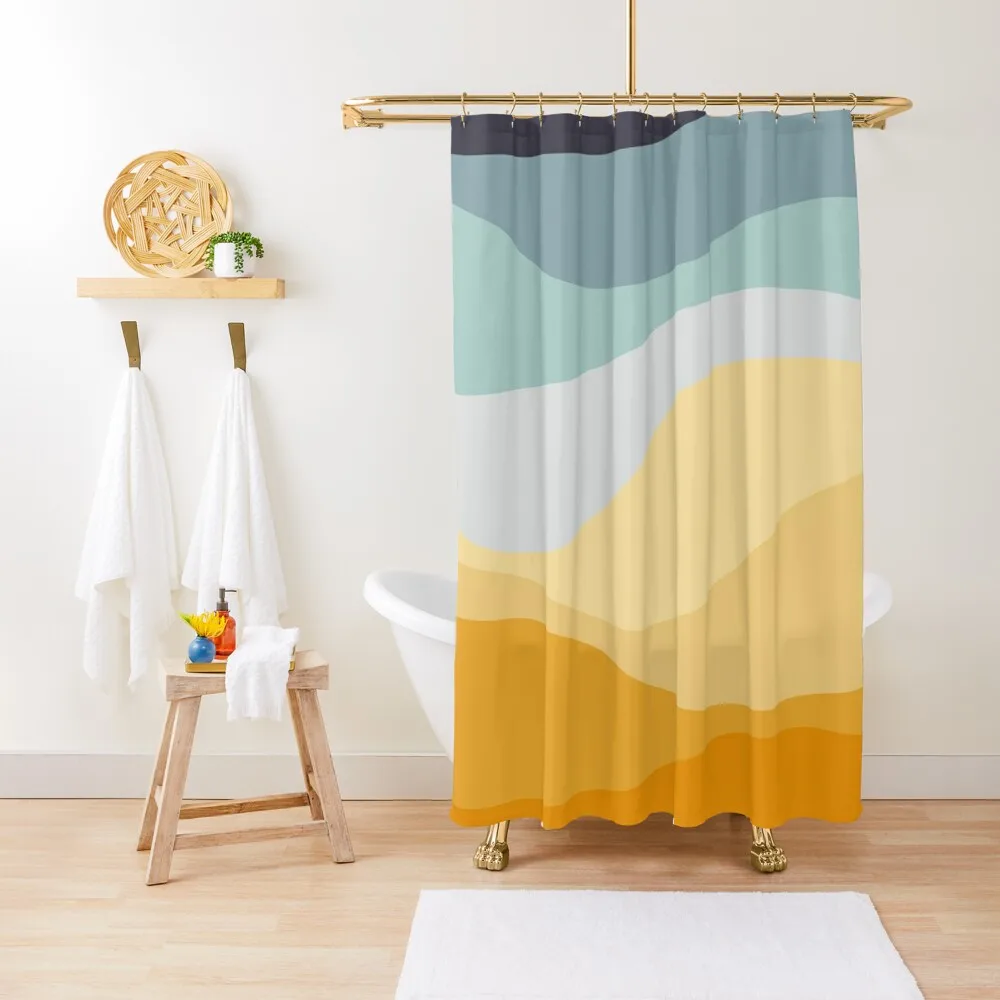 

Retro style wavy ocean Shower Curtain Bathroom Accessories Waterproof Bathroom Shower For Bathroom Shower Curtain