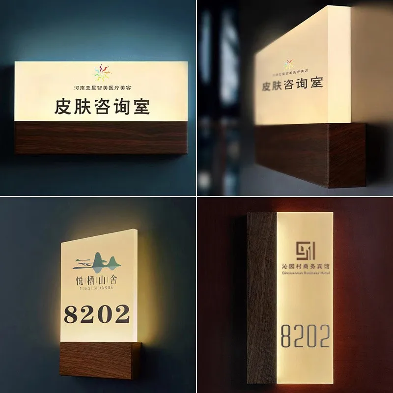 

Customized Acrylic Luminous House Number Hotel Room Number Card Beauty Chess and Card Room Private Room Light Sign Number Card