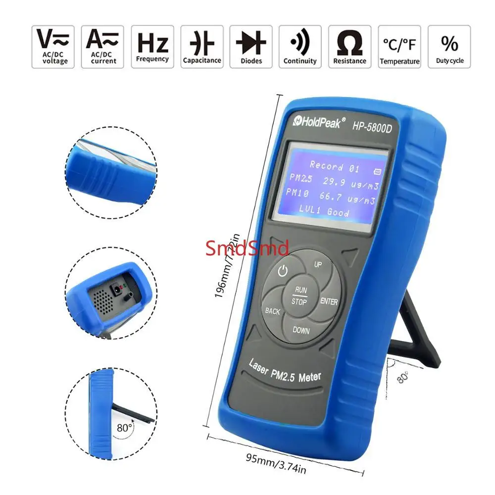 PM2.5 Detector PM10 Air Quality Monitor Inhaled Gas Analyzers High precision laser tester For Environmental, HP-5800D