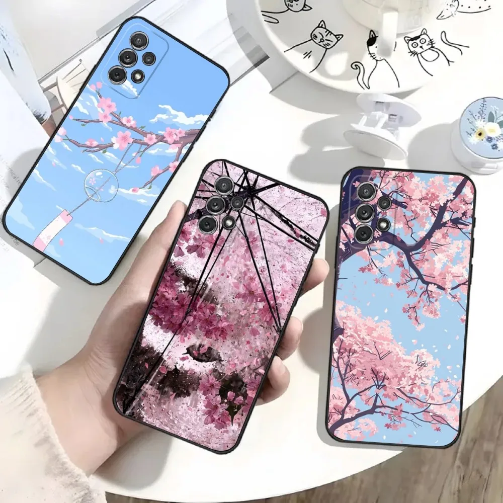 

Pink Cherry Blossom Sakura Phone Case For Samsung S25,S24,S21,S22,S23,S30,Ultra,S20,Plus,Fe,Lite,Note,10 Black Soft Shell