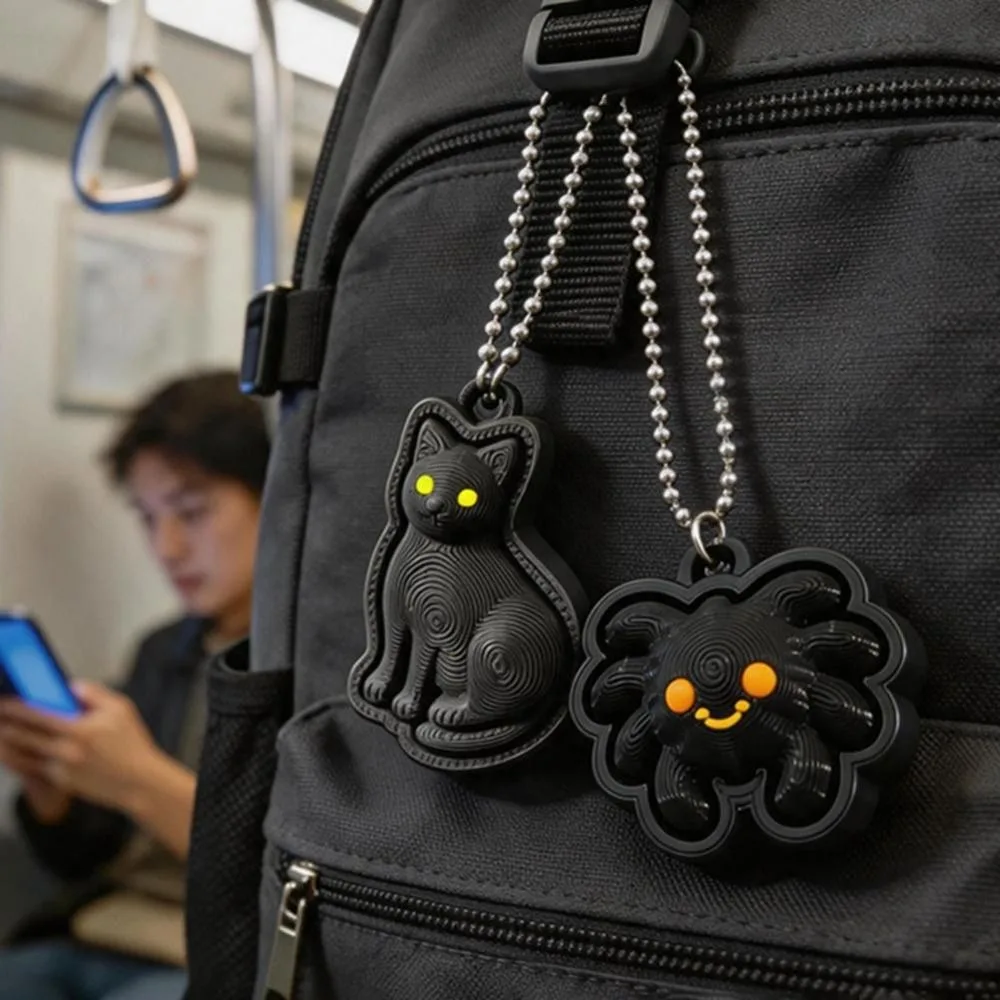 3D Printed Clicker Fidget Keychain Pressable Clicker Quiet Tactile Clicking Clicker Fidget Portable Cat Spider Shape