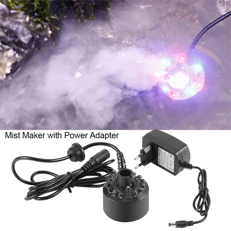 110V-240V 12 LED Fish Tank Mist Maker Forger Atomizer Humidifier For Water Fountain Pond Aquarium Decoration Creating Atmosphere