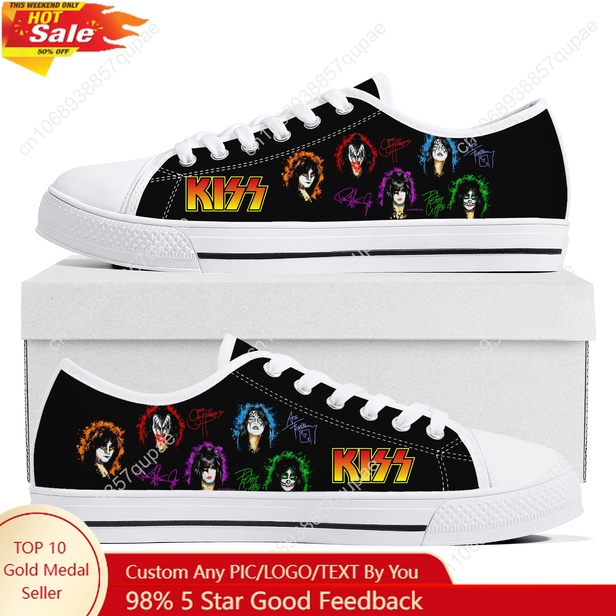 

Kiss Heavy Metal Rock Band Low Top Lightweight Sneakers Mens Womens Teenager High quality Canvas Sneaker Hiking Casual Shoes
