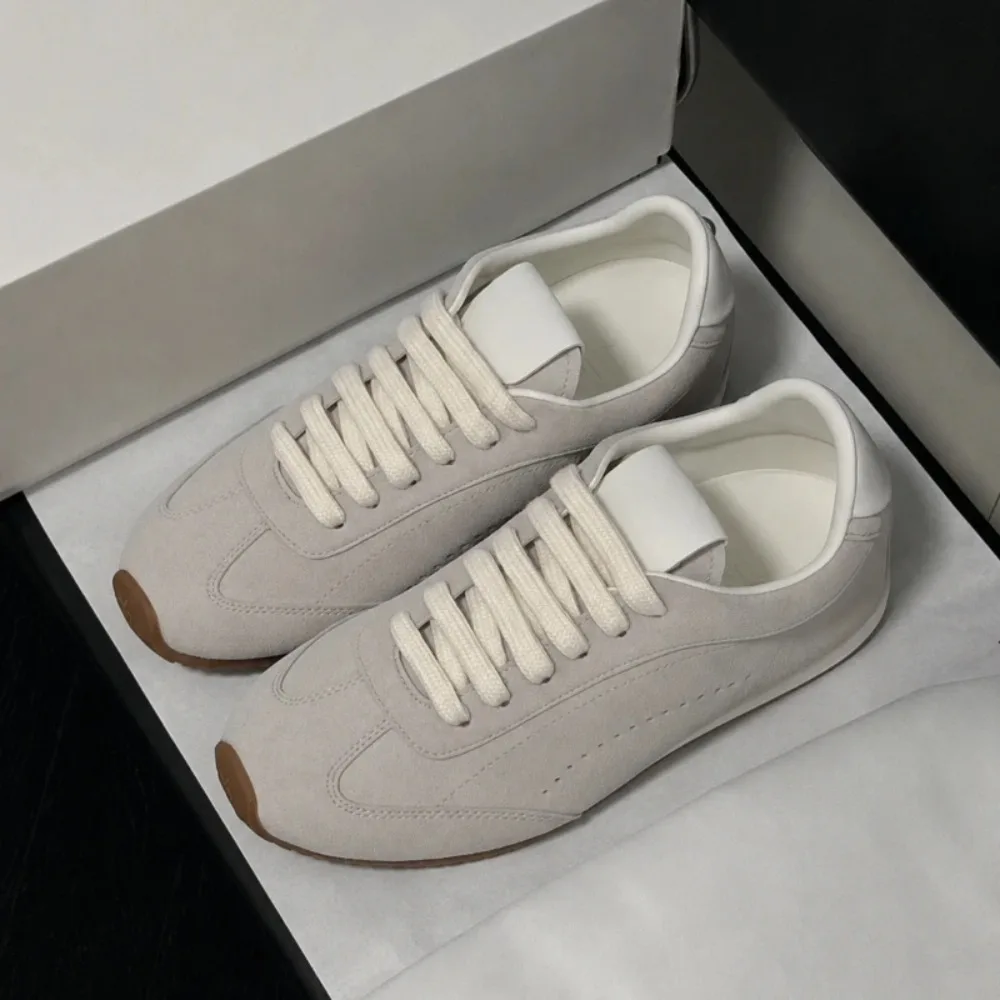 Zapatillas Deportivas Retro de Diseño de Lujo, de Cuero Genuino, Suela Plana Suave, Unisex, Calzado Casual para Correr
