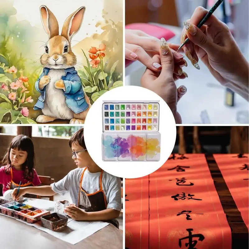 真珠の水彩絵の具セット,水彩画のセット,アートのパレット,ポータブルウォーターカラーパレット,書道用,40色