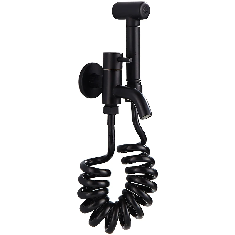 

Nordic black mop pool faucet balcony toilet companion cleaning spray gun pressure boosting