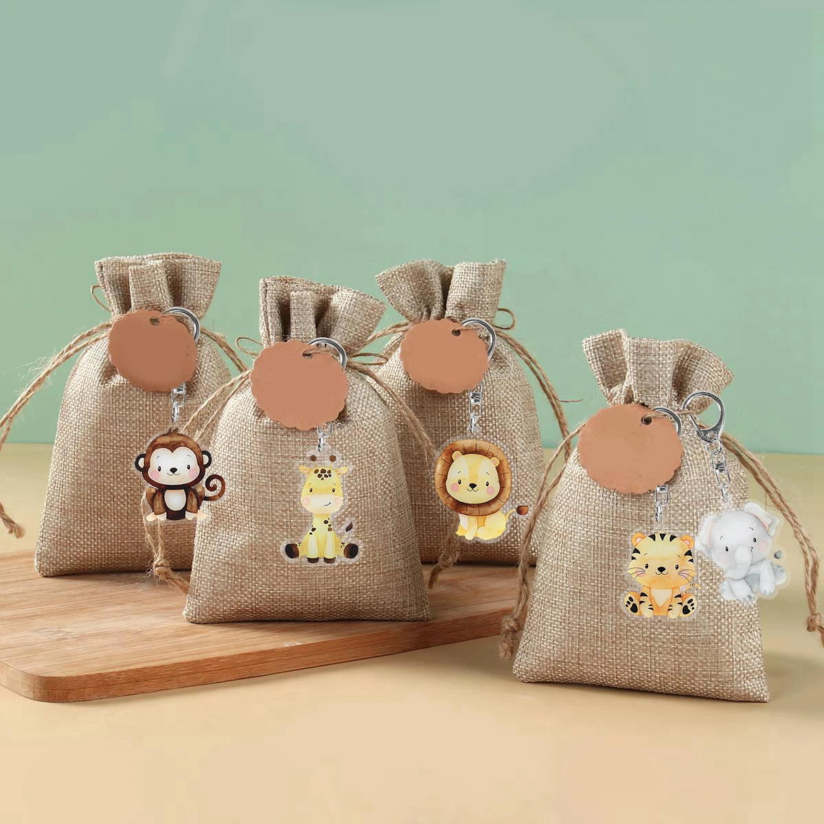 Jungle Animal Keychains Safari Birthday Party Decoration Jungle Themed Decor for Kids Baby Shower Keyring Bag Accessories Gifts