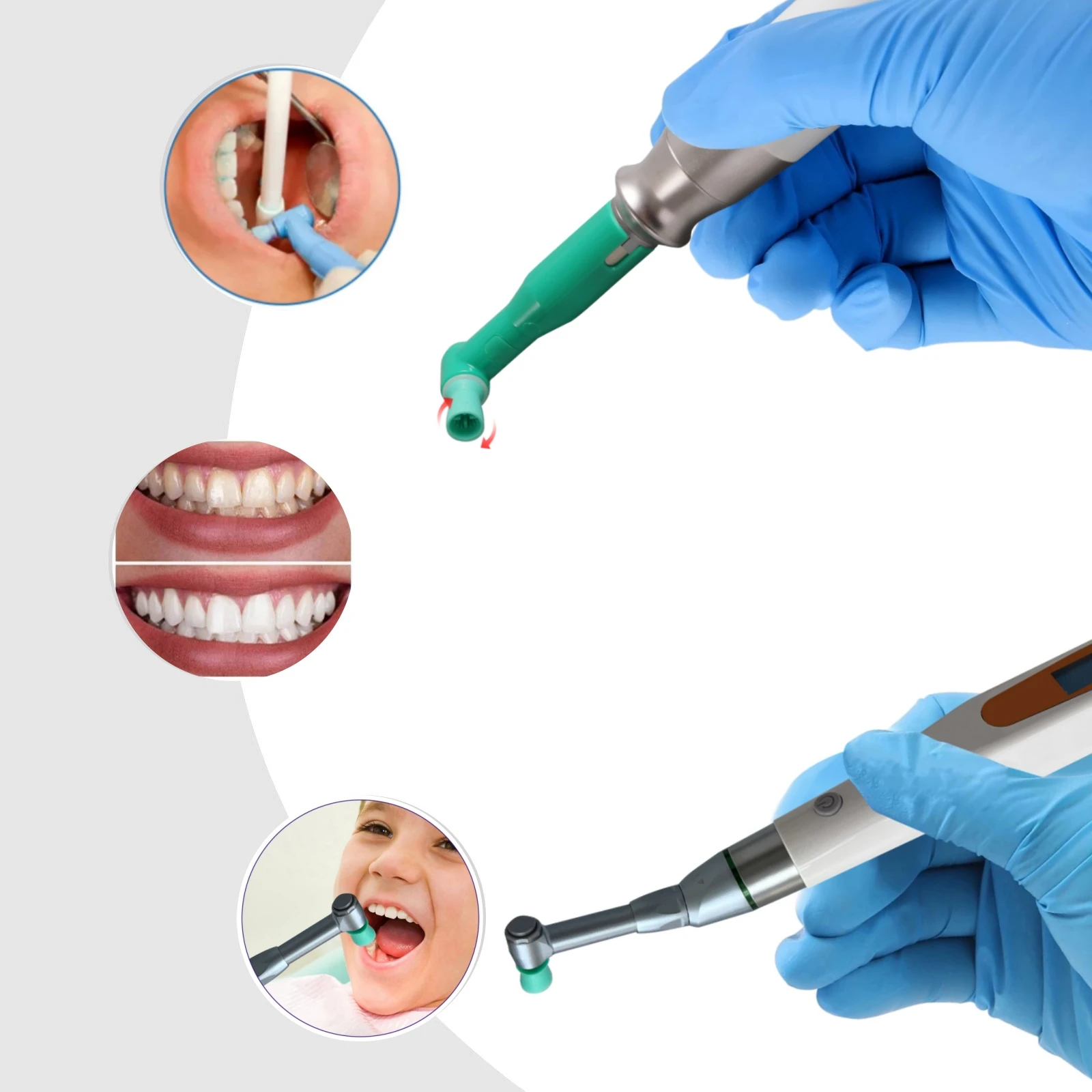 

Dental Cordless Electric Hygiene Prophy With LCD Screen 4:1 Contra angle/Nose Cone Handpiece/Prophy Angles/Polish Cups