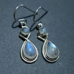 Rainbow Moonstone Earrings Irridescent Gemstone, Dangly Earrings, Wedding Jewelry