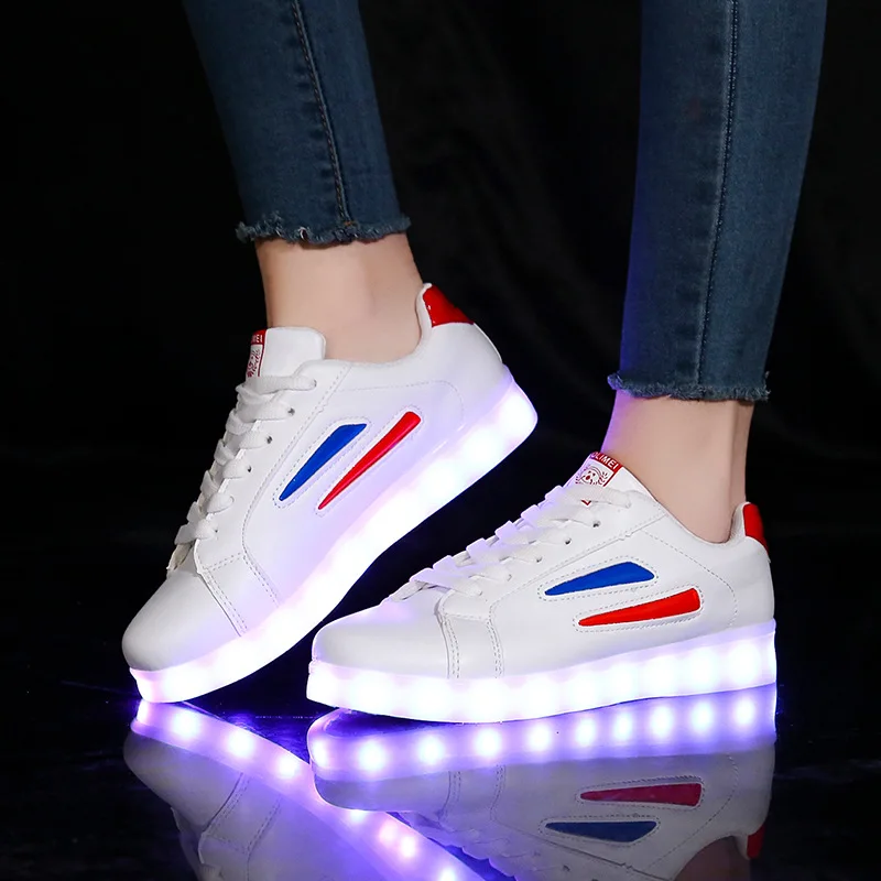 Hot Sale 2023 Adult Womens Mens Kid Luminous Sneakers Glowing USB Charge Boys LED Colorful Light-up Shoes Footwear Dancing Shoes