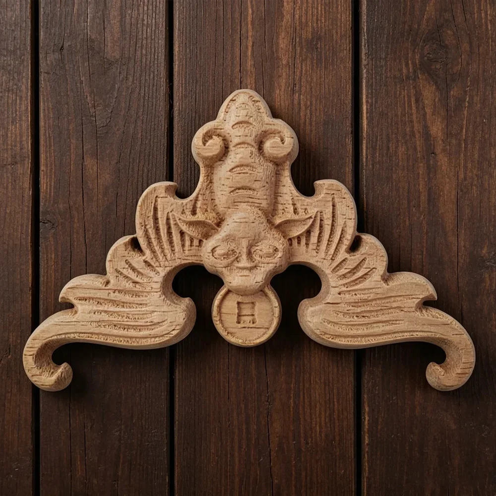 10PCS Wood Decal Wooden Figurines Wood Applique Onlay Carved Exquisite Unique Wooden Furniture Accessories Decoration Decal