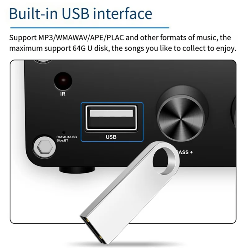 A42T-TPA3116 بلوتوث 5.3 مضخم الطاقة الرقمي Hifi ستيريو مكبر كهربائي مضخم الصوت USB فك 50 واط + 50 واط الولايات المتحدة التوصيل Durab