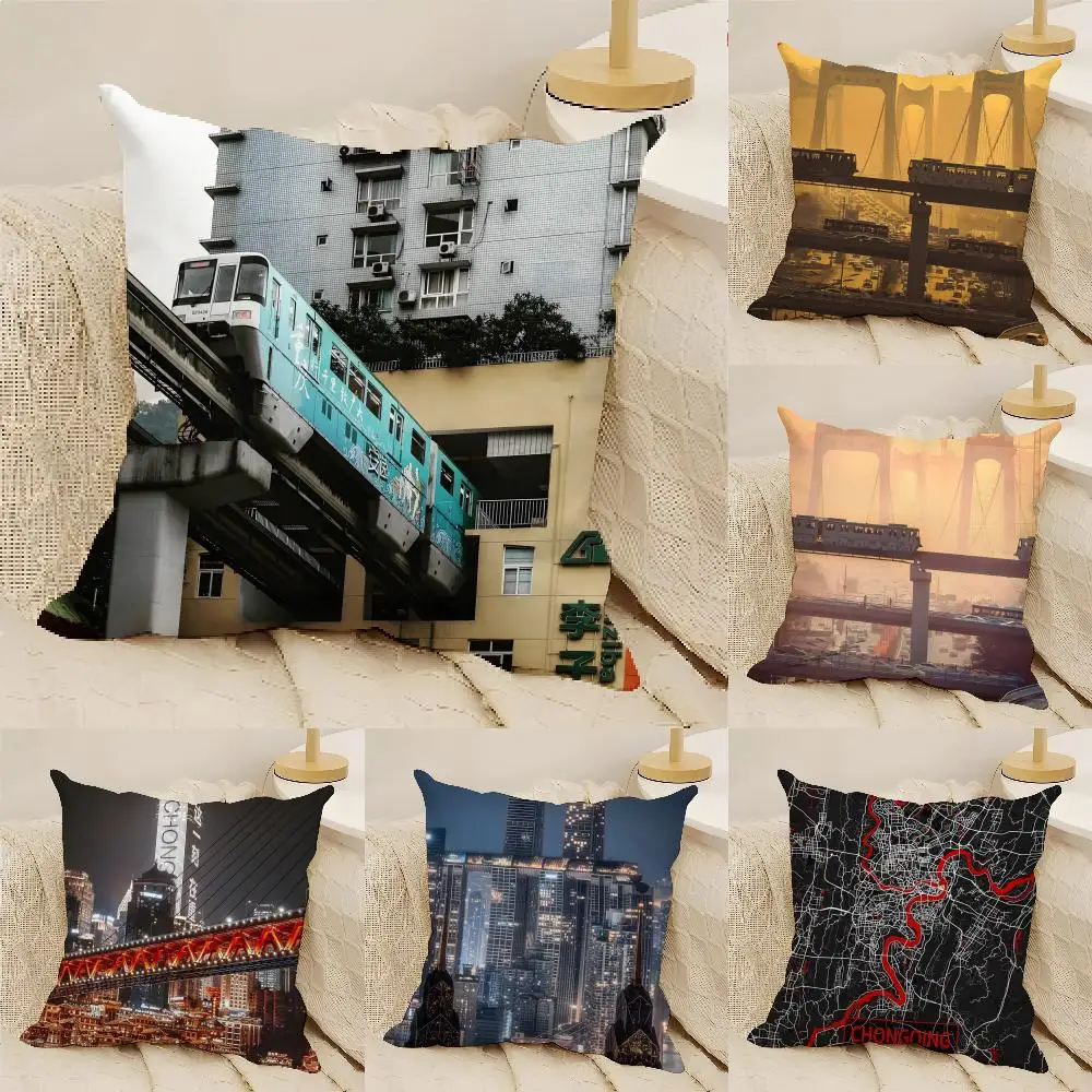 

Чунцин — всемирно известный город в стиле киберпанк. Наволочка на 4 подушки из натурального льна с двусторонней печатью, декоративная наволочка для дивана, домашний декор.