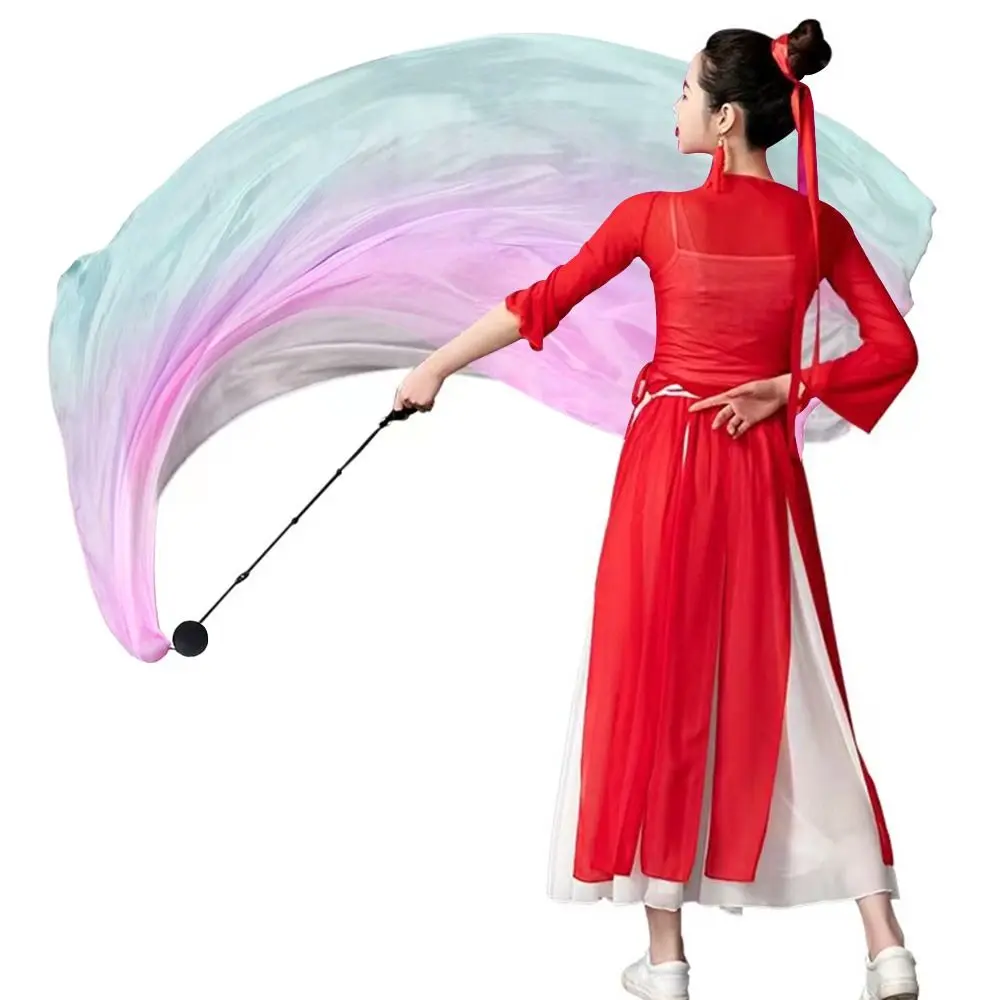 Palline di danza del ventre regolabili velo di seta imitazione seta accessori per danza del ventre arcobaleno per thailandia/India/sfere a catena araba