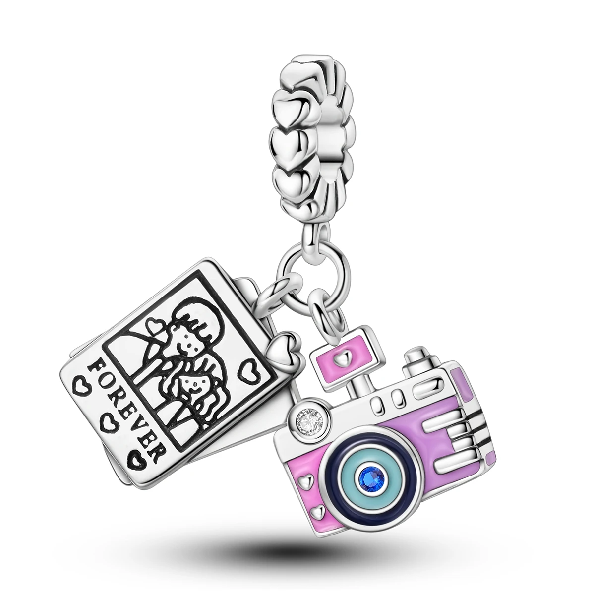 925 Sterling Silver Camera Couple Photo Pendant Charms Beads Fit Bracelets DIY Fine Party Decoration Gifts Jewelry Accessories